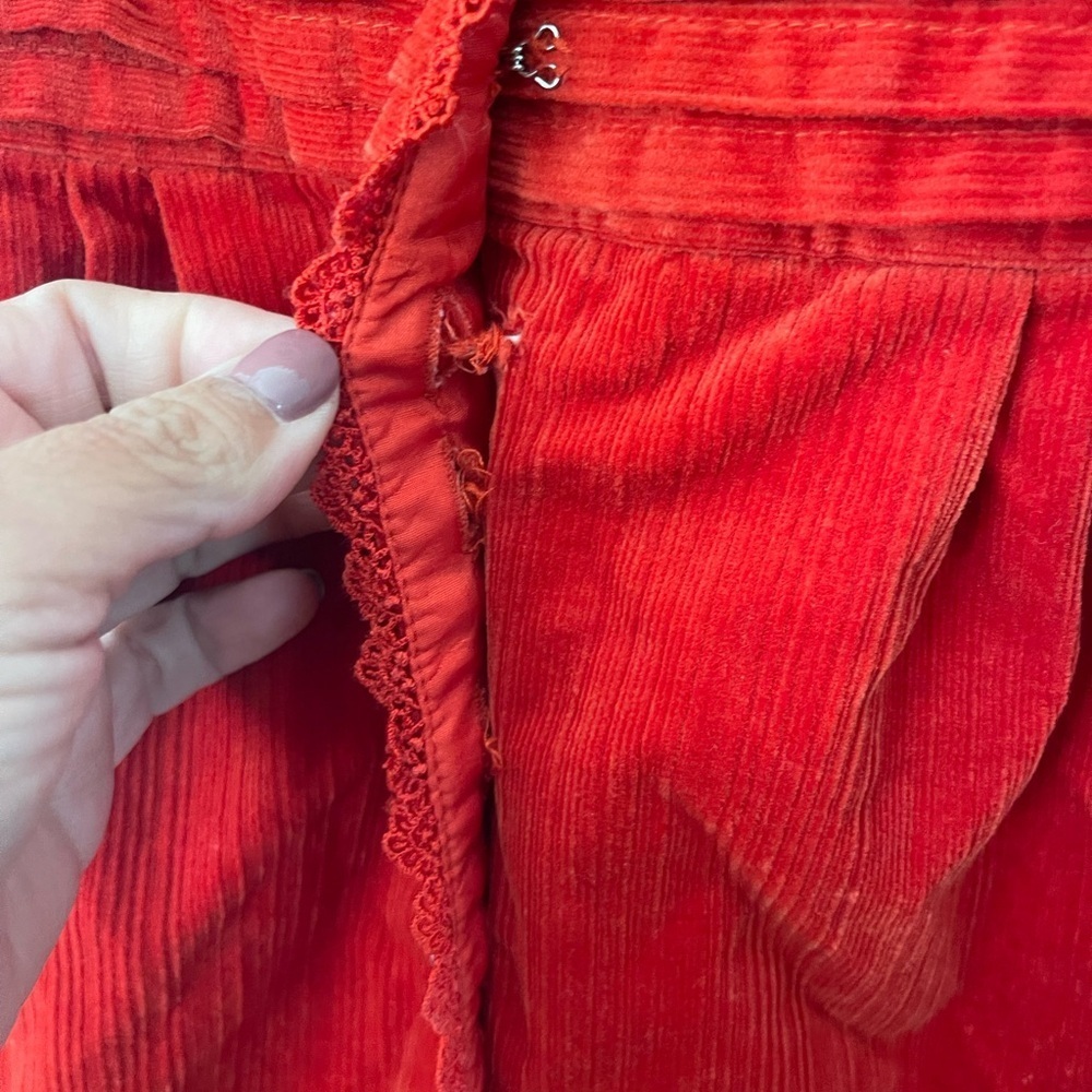 Maeve Y2K retro Vintage Goth Victorian Red Corduroy Dress Holiday /Party Sz 4 - Picture 6 of 10